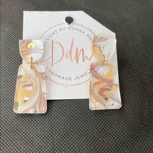 Marbled Brown and White Earrings